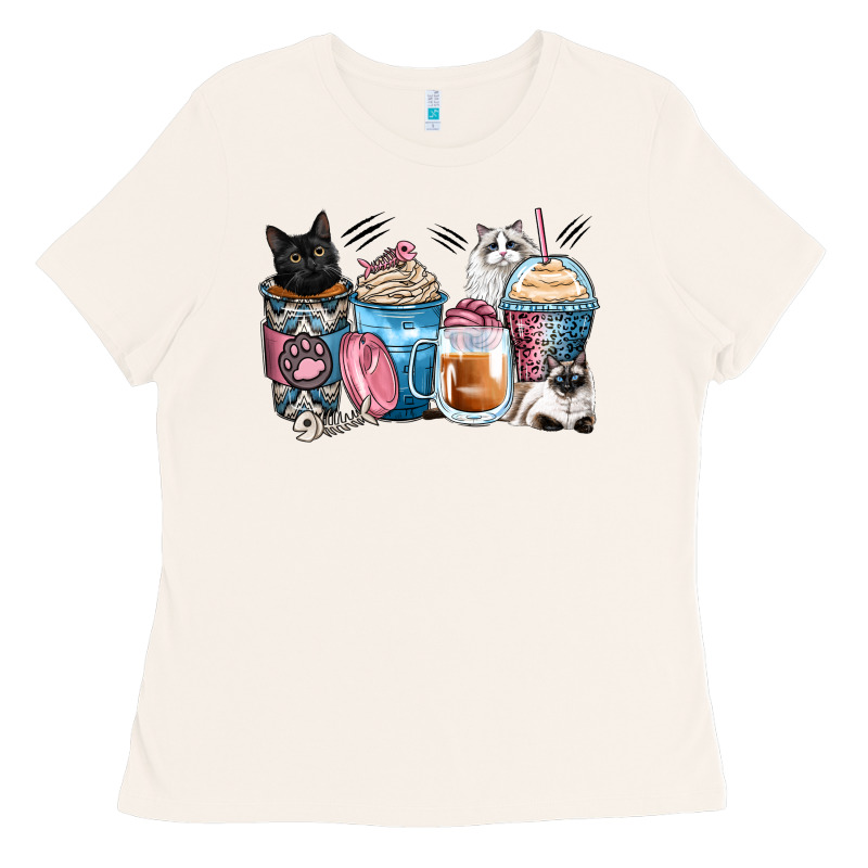 Cat Coffee Cups Ladies Tee by Zillion Design Studio | Teevron