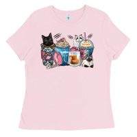 Bubblegum Pink cat coffee cups Ladies Tee - Zillion Design Studio