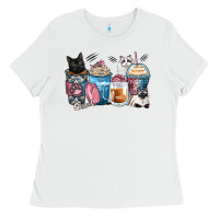 White cat coffee cups Ladies Tee - Zillion Design Studio