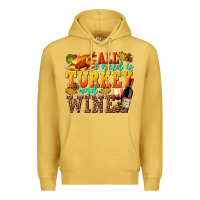 Antique Gold All I Need Is Turkey and Wine Premium Hoodie - texasbilliewilder