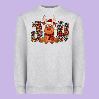 Joy Christmas Reindeer Heavyweight Sweatshirt Designed By Jasminsmagicworld