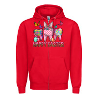 Red Happy Easter Dental And Egg Zipper Hoodie - BundleAndBundleShop
