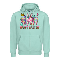 Seafoam Happy Easter Dental And Egg Zipper Hoodie - BundleAndBundleShop