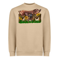 Western Mom With Duroc Pig And Baby Pig Heavyweight Sweatshirt | Teevron