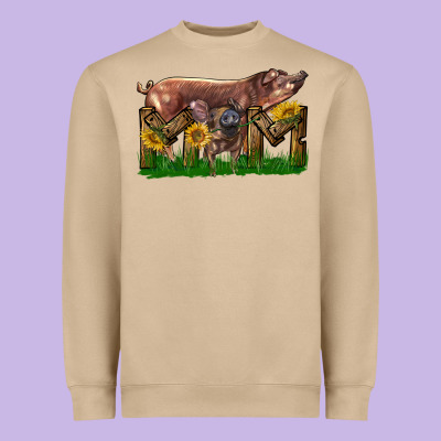 Western Mom With Duroc Pig And Baby Pig Heavyweight Sweatshirt Designed By Lillyallendesigns