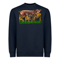 Navy Western Mom With Duroc Pig And Baby Pig Heavyweight Sweatshirt - LillyAllenDesigns