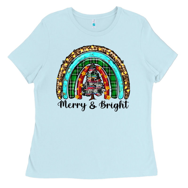 Merry And Bright Rainbow Christmas Ladies Tee by RanaPortraitStore | Teevron