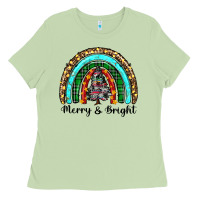 Matcha merry and bright rainbow christmas Ladies Tee - RanaPortraitStore