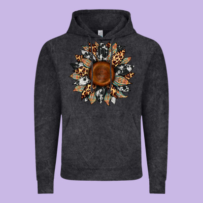 Cowhide Leopard Aztec Sunflower Vintage Hoodie Designed By Artiststas