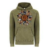 Vintage Olive cowhide leopard aztec sunflower Vintage Hoodie - Artiststas