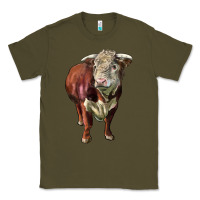 Army Green hereford bull face Classic Tee - LillyAllenDesigns