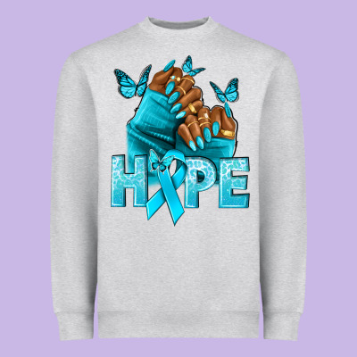 Hope Tealribbonovarian Cancer Nails Heavyweight Sweatshirt Designed By Nancycooperartshop