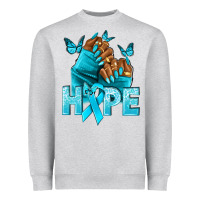 Heather Grey hope tealribbonovarian cancer nails Heavyweight Sweatshirt - NancyCooperArtShop