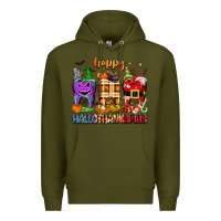 Army Green Happy Hallothanksmas teeth Premium Hoodie - texasbilliewilder