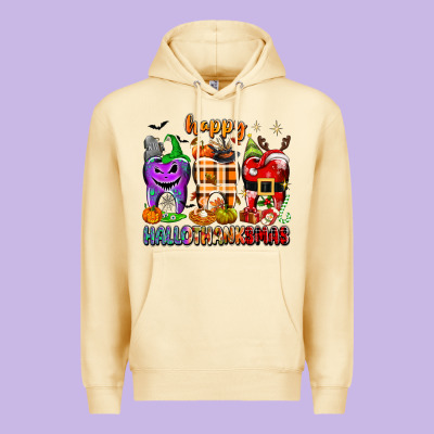 Happy Hallothanksmas Teeth Premium Hoodie Designed By Texasbilliewilder