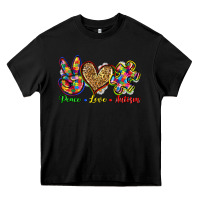 Black peace love autism Heavy Core Tee - Zillion Design Studio