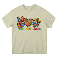 Mossy peace love autism Heavy Core Tee - Zillion Design Studio