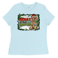Baby Blue merry and bright cockapoo Ladies Tee - RanaPortraitStore