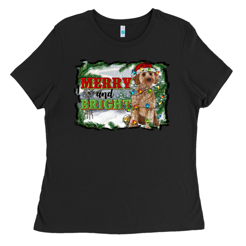 Merry And Bright Cockapoo Ladies Tee by RanaPortraitStore | Teevron