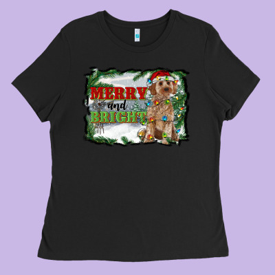 Merry And Bright Cockapoo Ladies Tee Designed By Ranaportraitstore