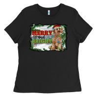 Black merry and bright cockapoo Ladies Tee - RanaPortraitStore