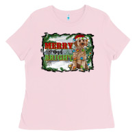 Bubblegum Pink merry and bright cockapoo Ladies Tee - RanaPortraitStore
