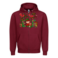 Burgundy Mama Elf With Gift Christmas Zipper Hoodie - BundleAndBundleShop