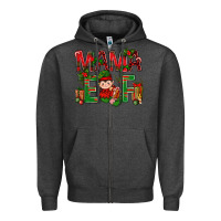Charcoal Heather Mama Elf With Gift Christmas Zipper Hoodie - BundleAndBundleShop