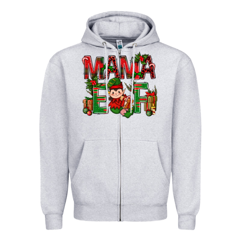 Mama Elf With Gift Christmas Zipper Hoodie by BundleAndBundleShop | Teevron