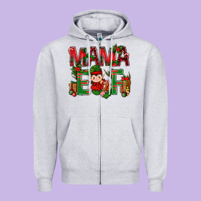 Mama Elf With Gift Christmas Zipper Hoodie Designed By Bundleandbundleshop