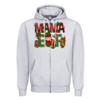 Heather Grey Mama Elf With Gift Christmas Zipper Hoodie - BundleAndBundleShop