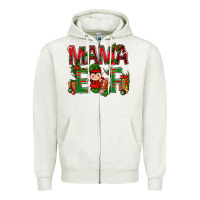 Oatmeal Heather Mama Elf With Gift Christmas Zipper Hoodie - BundleAndBundleShop