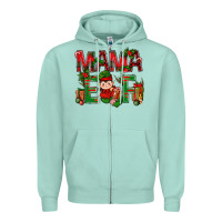 Seafoam Mama Elf With Gift Christmas Zipper Hoodie - BundleAndBundleShop