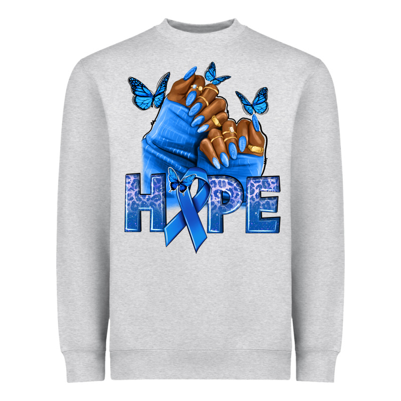 Hope Blueribboncolon Cancer Nails Heavyweight Sweatshirt by NancyCooperArtShop | Teevron