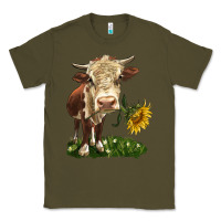 Army Green hereford heifer with sunflower Classic Tee - LillyAllenDesigns