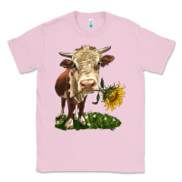 Bubblegum Pink hereford heifer with sunflower Classic Tee - LillyAllenDesigns
