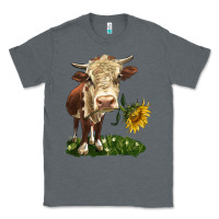 Charcoal Heather hereford heifer with sunflower Classic Tee - LillyAllenDesigns