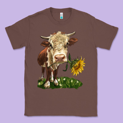 Hereford Heifer With Sunflower Classic Tee Designed By Lillyallendesigns