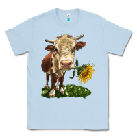 Dusty Blue hereford heifer with sunflower Classic Tee - LillyAllenDesigns
