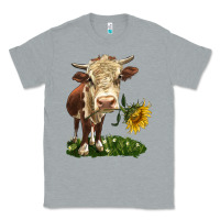 Heather Grey hereford heifer with sunflower Classic Tee - LillyAllenDesigns