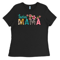 Black twin mama with flowers Ladies Tee - texasbilliewilder