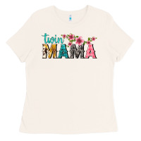 Twin Mama With Flowers Ladies Tee | Teevron