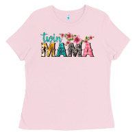 Bubblegum Pink twin mama with flowers Ladies Tee - texasbilliewilder