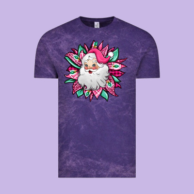 Pink Christmas Santa Claus Sunflower Vintage Tee Designed By Jasminsmagicworld