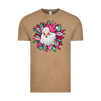 Vintage Coffee pink Christmas Santa Claus sunflower Vintage Tee - Jasminsmagicworld