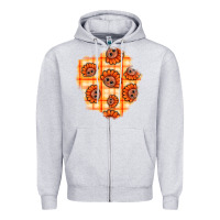 Heather Grey Thanksgiving Turkey With Tartan Patch Zipper Hoodie - BundleAndBundleShop