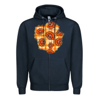 Navy Thanksgiving Turkey With Tartan Patch Zipper Hoodie - BundleAndBundleShop