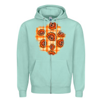 Seafoam Thanksgiving Turkey With Tartan Patch Zipper Hoodie - BundleAndBundleShop