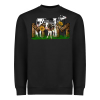 Black Western Holstein Cow And Baby Cow Mom Heavyweight Sweatshirt - LillyAllenDesigns
