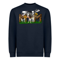Navy Western Holstein Cow And Baby Cow Mom Heavyweight Sweatshirt - LillyAllenDesigns